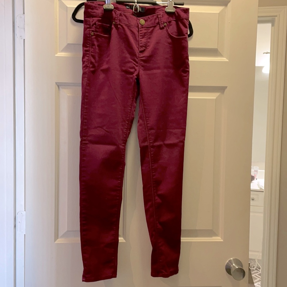 Tinsel skinny jeans, size:29, color: maroon